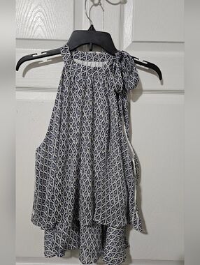 CeCe Navy & White Geometric Halter Camisole